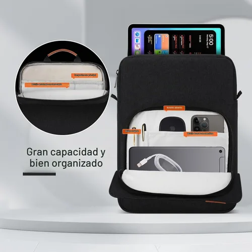 Vista 2 de Funda de transporte para iPad de 13 pulgadas para iPad Pro M5 y Air M4/M3 2026, iPad Pro 12.9, 13.8" Surface Laptop 7th, funda acolchada para Negro