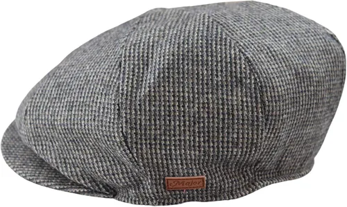 Vista 2 de Mens 8 Panel Razor Baker Boy Sombrero Lana Tweed Shelby Newsboy Gorra Plana Gris