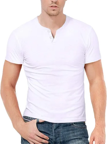 Vista 2 de KUYIGO Camisas Henley para hombre, ajustadas, de manga larga, a la moda, casuales, de algodón