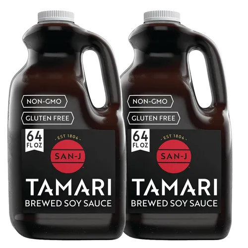 Vista 10 de San-J - Salsa de soja tamari ligera sin gluten con 50% menos sodio - Hecha con 100% soja - Especialmente elaborada - Botella de 10 fl oz