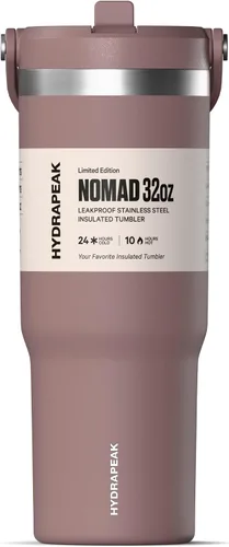 Vista 21 de Hydrapeak Nomad - Vaso de 32 onzas con asa y tapa con popote, a prueba de fugas, doble aislamiento, vaso de acero inoxidable de 32 onzas (almendra)