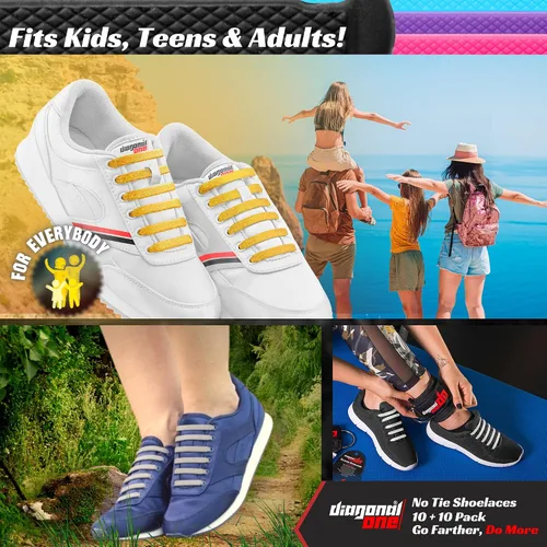 Vista 6 de Cordones elásticos sin ataduras para adultos, zapatos deportivos para niños, para hombres, mujeres y zapatos de goma unisex
