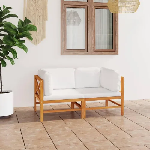 Vista 15 de 4-Piece Patio Lounge Set with Gray Cushions Solid Teak Wood Outdoor Furniture for Garden Balcony Porch Apartment Small Space