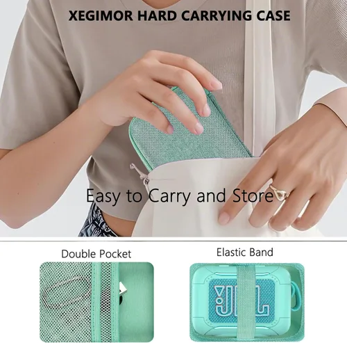 Vista 4 de Funda de silicona y funda rígida de transporte para altavoz Bluetooth portátil JBL Go 5, funda protectora para accesorios de altavoces JBL Go 5