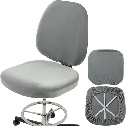 Vista 7 de BUYUE Funda para Silla de Oficina de Trabajo, Terciopelo Súper Suave Elástico Lavable para Silla de Escritorio de Computadora sin Brazos Funda Negro