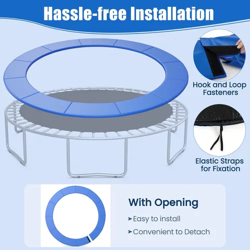 Vista 3 de Goplus Almohadilla de repuesto para cama elástica, 16, 15, 14, 12, 10, 8 pies, sin agujeros para postes, resistente al agua, universal, accesorios