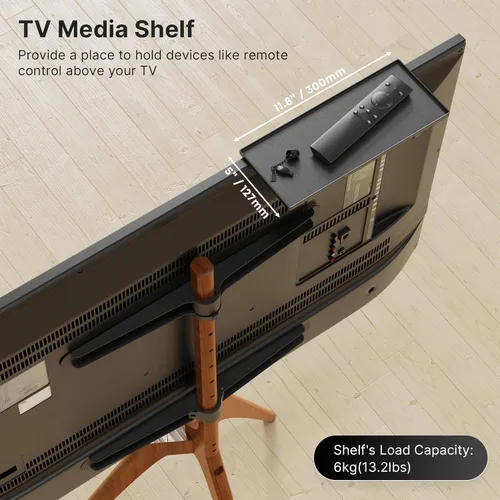 Vista 5 de PUTORSEN Soporte de TV con caballete de madera maciza para televisores de 45 a 65 pulgadas, cable oculto, nogal