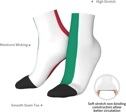 Vista 7 de Calcetines tobilleros con bandera italiana de verano, corte bajo, deportivos, cómodos, transpirables, casuales, para hombre y mujer, 2, 1 Negro