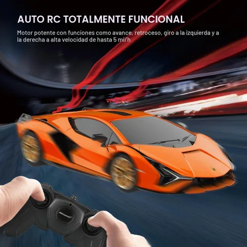 Vista 4 de Coche RC con licencia 1/24 para Lamborghini Sian FKP 37 con control remoto Naranja