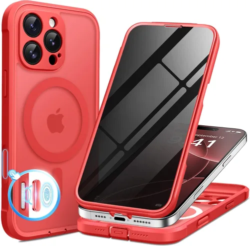 Vista 82 de BERFY Funda para iPhone 12 Pro Max, compatible con MagSafe, protector de pantalla de privacidad integrado y protección de cámara, antiespía