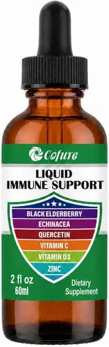 Vista 8 de Zinc Quercetina Vitamina C D3 Líquido de apoyo inmunológico con equinácea orgánica saúco, suplemento de gotas de defensa inmunológica para adultos