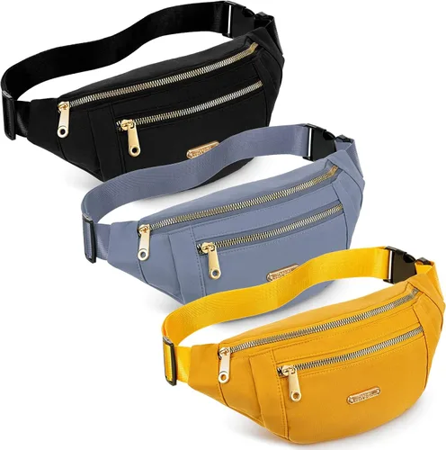Vista 7 de Riñoneras impermeables de 3 piezas para mujeres y hombres con correa ajustable para la cintura para deportes, correr, ejercicio, caminar, viajar