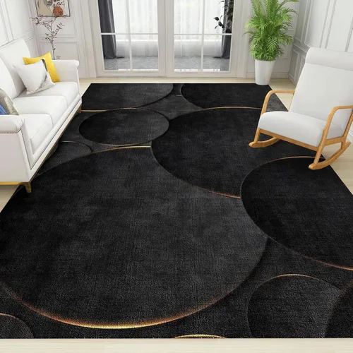 Vista 9 de Alfombra de área estampada azul, retro, envejecida, antideslizante, para interiores, sala de estar, lavable a máquina, transpirable para sala