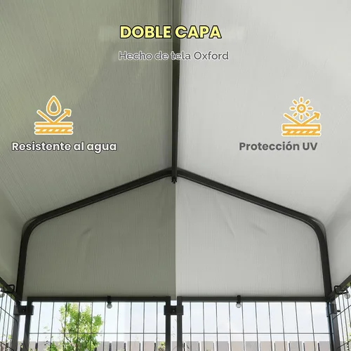 Vista 4 de PawHut Perrera para Perros al Aire Libre con Techo, 4' x 4' x 6' Recinto de Juegos para Perros de Alambre Soldado Resistente con Cerradura a Prueba