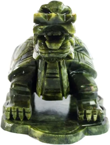 Vista 3 de LILOVE Feng Shui chino gran tortuga de dragón de jade verde para la riqueza estatua escultura figuritas