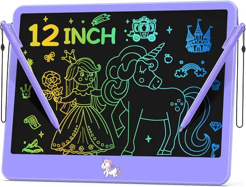 Vista 11 de Hockvill Tableta de escritura LCD de 12 pulgadas, juguetes para niños y niñas, almohadilla de dibujo para niños de 3, 4, 5, 6, 7 años, tablero