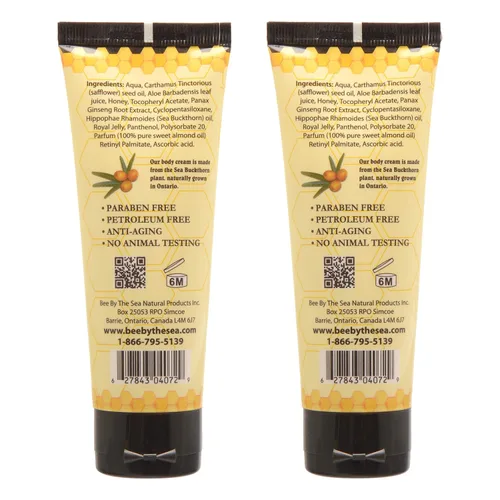 Vista 2 de Bee by the Sea Crema corporal natural de espino amarillo y miel (2.5 oz, 2 unidades)