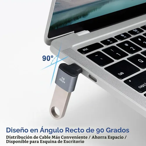 Vista 6 de Adaptador USB C a USB 3.1 OTG de 90 grados (paquete de 2), adaptador USBC tipo C macho a USB hembra, transferencia de datos 10G para smartphone USB