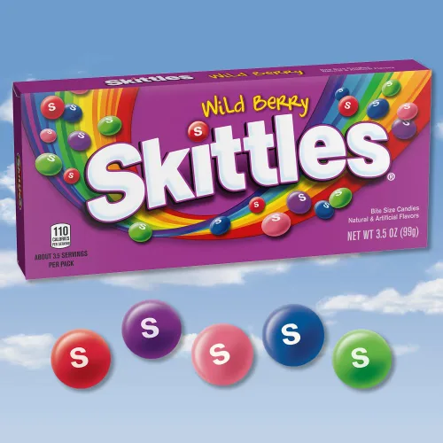 Vista 4 de SKITTLES Wild Berry - Caja de teatro de caramelos masticables, caja de 3.5 onzas (paquete de 12)