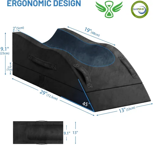 Vista 2 de TranquilRelax Almohadas de elevación de piernas, almohada de cuña para después de una cirugía o descanso, soporte de piernas de espuma viscoelástica