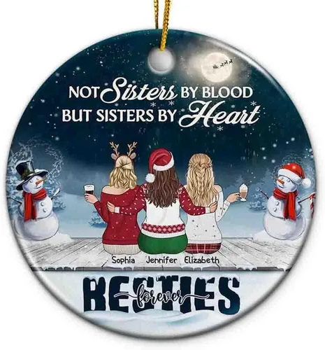 Vista 12 de Adorno personalizado con texto en inglés «Best Friend are Hard to Find Because The Very Best is Already Mine», adorno de Navidad personalizado 2023