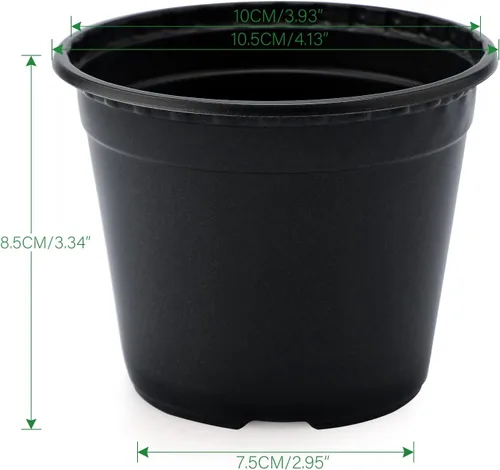 Vista 2 de KINGLAKE 100 piezas de macetas de plástico de 10 cm para plantas negras