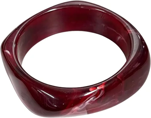 Vista 12 de Fuqimanman2020 Pulsera cuadrada irregular de resina acrílica retro colorida gruesa geométrica para mujer Verde