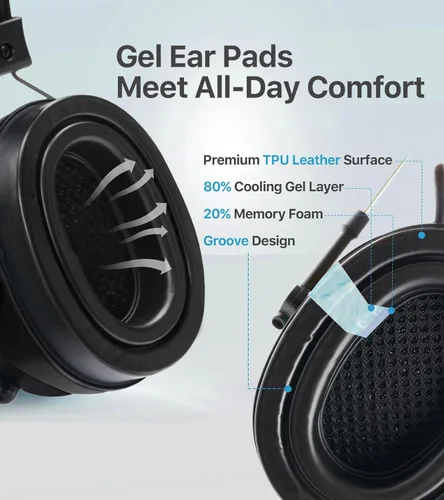 Vista 5 de Bluetooth 5.4 AM/FM Radio Hearing Protection Earmuff, 25dB NRR Rechargeable for Mowing, Construction, Chainsaw