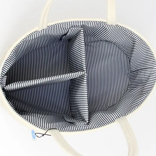 Vista 6 de Casaphoria Cesta tejida para artículos diversos, cesta de cuerda de algodón para almacenamiento, organizador con asa, color blanco crema