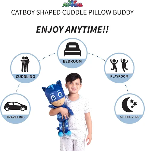 Vista 3 de Franco Kids Bedding - Almohada de peluche súper suave, talla única, diseño de PJ Masks Catboy