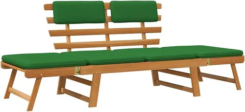 Vista 13 de 2-in-1 Convertible Garden Bench Daybed, Solid Acacia Wood Bench with Adjustable Armrests, Brown Outdoor Seating for Patio Balcony