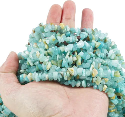 Vista 2 de Cuentas de cristal de Amazonita de 90 pulgadas de forma irregular y piedra curativa para hacer joyas