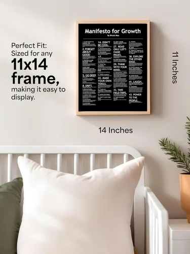 Vista 2 de Impresión motivacional para pared, póster con cita inspiradora "Manifiesto para el crecimiento", obra de arte de fitness para gimnasio en casa, sala