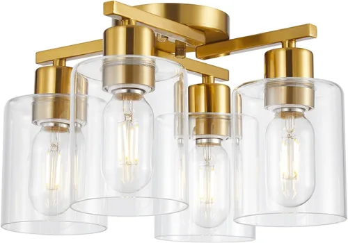 Vista 13 de Lámpara de techo semiempotrada de 1 luz, lámparas de techo de níquel cepillado, lámparas modernas para montaje en techo, luces de techo con pantalla