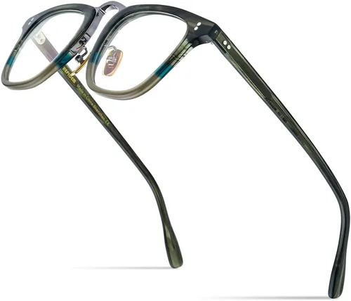 Vista 9 de HEPIDEM Marco de gafas de acetato para mujer, gafas cuadradas vintage para hombre, gafas ópticas