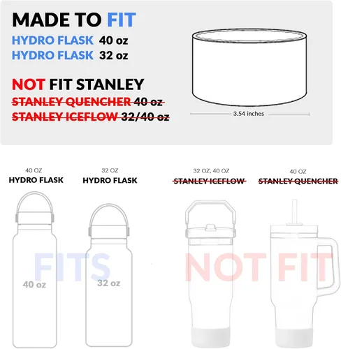 Vista 8 de Funda protectora de silicona tipo bota para botella para Owala FreeSip de 40 oz, Hydro Flask de 32-40 oz, Iron Flask, Takeya, Thermoflask