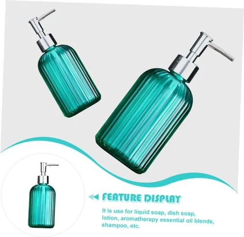 Vista 2 de Lurrose Refillable Glass Pump Bottle Hand Soap Dispenser for Bathroom Kitchen Shampoo Lotion Body Wash Liquid Soap Pump Jar