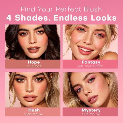 Vista 6 de KIMUSE Rubor líquido para mejillas, tinte hidratante para labios y mejillas Rosa neutro suave de fantasía
