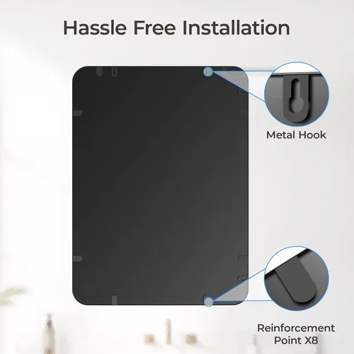 Vista 5 de USHOWER Espejo de baño negro para sobre el fregadero, 22 x 30 pulgadas, espejo rectangular negro mate para pared, espejo de tocador con marco