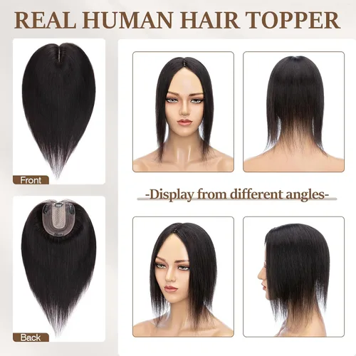 Vista 153 de Rich Choices Pelucas con topper de cabello para mujeres, cabello humano real 100% Remy, sin flequillo, para mujeres con adelgazamiento en la parte