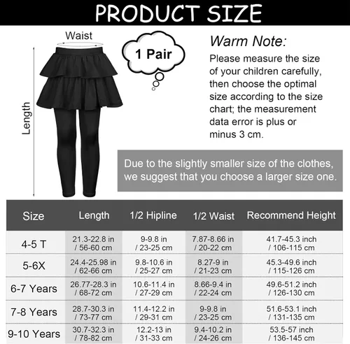 Vista 2 de Resinta Leggings sin pies para niñas con falda de volantes, falda elástica con volantes, pantalón encantador para niñas