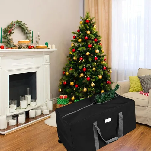 Vista 5 de ProPik Bolsa de almacenamiento rodante para árbol de Navidad, se adapta a árboles de vacaciones desmontados de hasta 7.5 pies de alto, 22" x 16" x