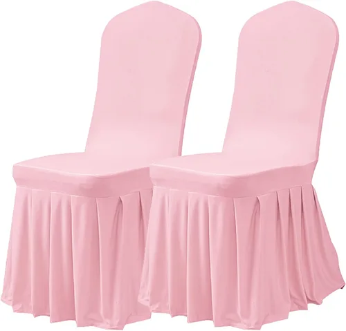 Vista 8 de Dimatic Juego de 2 fundas elásticas para sillas de comedor, fundas Parsons con falda, de elastano súper ajuste, funda protectora de asiento para Azul