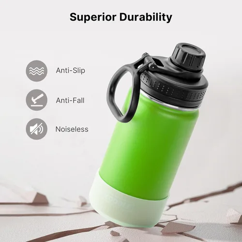 Vista 4 de koodee Botella de agua para niños, botella de agua de acero inoxidable de 12 onzas con aislamiento al vacío para la escuela, botella de agua de boca