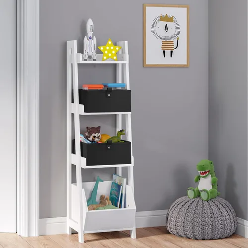 Vista 2 de RiverRidge Contenedores de almacenamiento plegables, paquete de 2 cubos negros de 5 pulgadas de alto Fabric Bins, Set of 2 Storage Cubes, Pull-tab