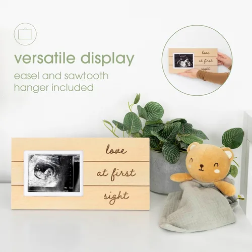 Vista 2 de Pearhead Love At First Sight - Marco de fotos de madera para sonogramas, marco de anuncio de embarazo con ultrasonido, decoración ideal para niños