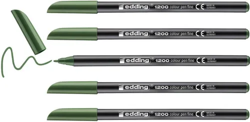 Vista 9 de edding Bolígrafo de 1200 colores fino - rojo inglés - 10 bolígrafos - punta redonda 0.039 in - rotulador para dibujo y escritura - para escuela