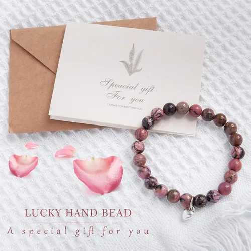 Vista 4 de Regalos para mujeres, pulsera curativa de piedra natural, regalos inspiradores para mujeres, adolescentes y niñas