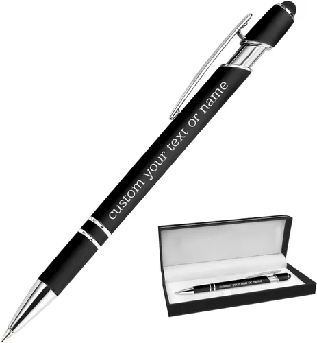 Vista 38 de Bolígrafos personalizados con nombre a granel, juego de bolígrafos personalizados, lápiz capacitivo grabado, logotipo, texto, regalo para negocios