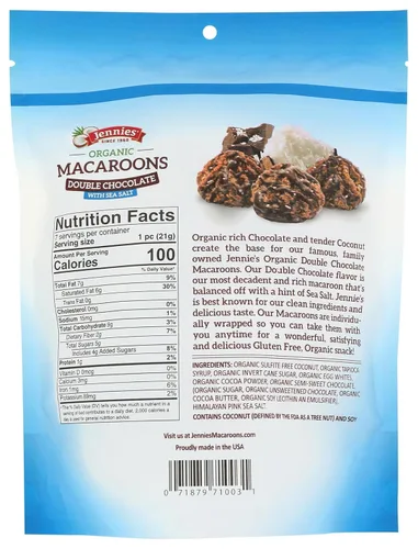 Vista 2 de Jennies Macarrones orgánicos doble chocolate con sal marina, sin gluten, sin OMG, sin cacahuete, 5.25 onzas (paquete de 6)